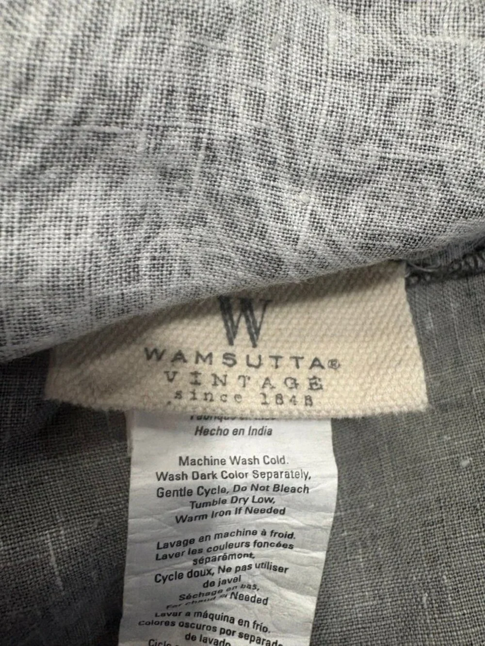 Wamsutta Vintage 100% Linen King Duvet Cover Gray Paisley Pattern Pre‑Owned